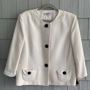 Jones Studio White Jacket with Black Buttons